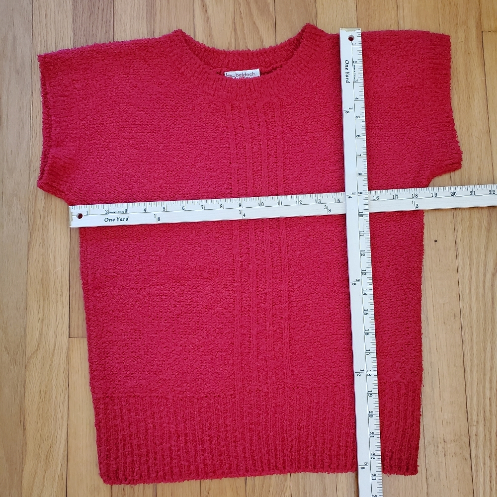 Vintage 80's Beldoch Popper Red Short Sleeve Sweater - Picture 7 of 10